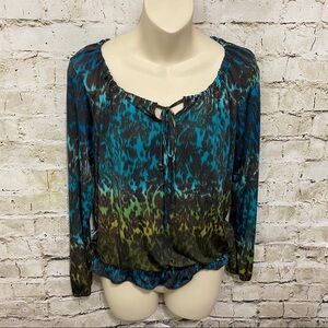 NWT Carol Rose Animal Print Smocked Waist Top